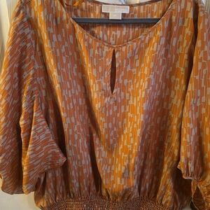 Orange Patterned Women's Top